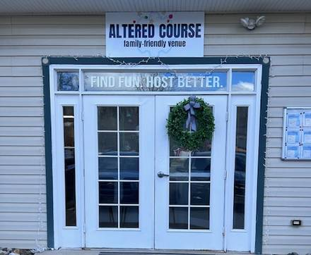 Front entrance of Altered Course family-friendly venue in Sussex, NJ